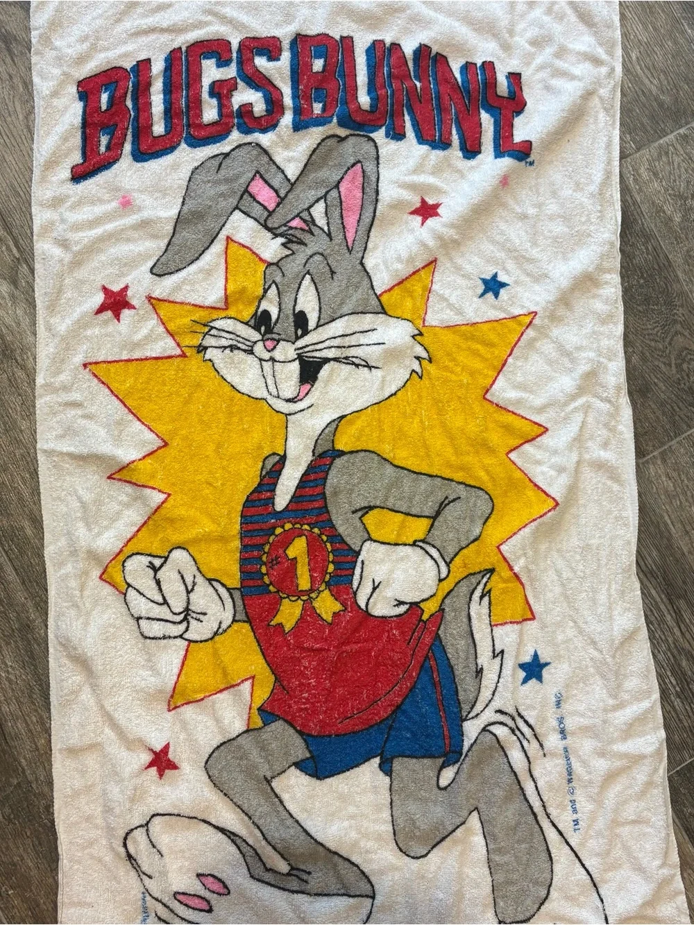 Vintage Jay Franco Beach Towel Bugs Bunny 100% Cotton 70's Retro 49”x25”